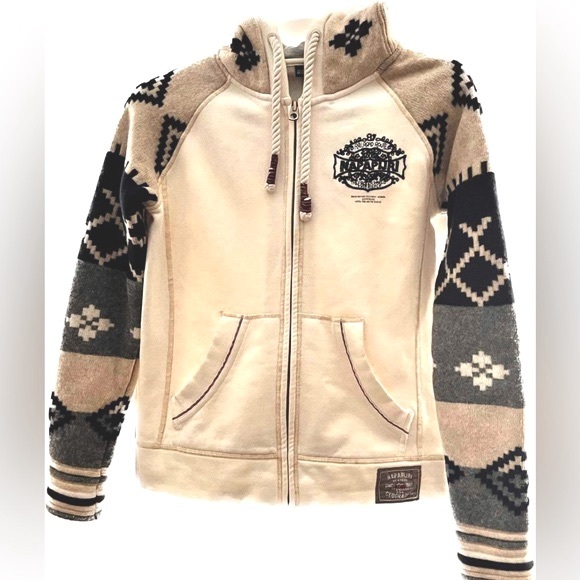 NAPAPIJRI Geographic Lambswool/Cotton blend Aztec print  hoodie Women’s size M - Picture 2 of 14